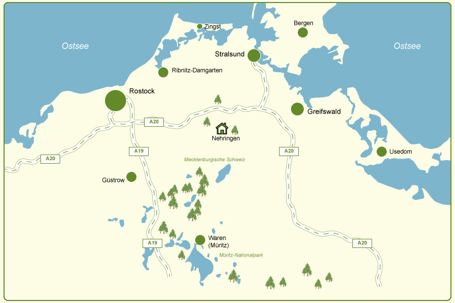 Karte - Ausflugsziele für Nehringen